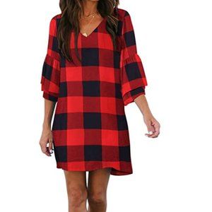 BELONGSCI Plaid Shift Mini Dress NWT